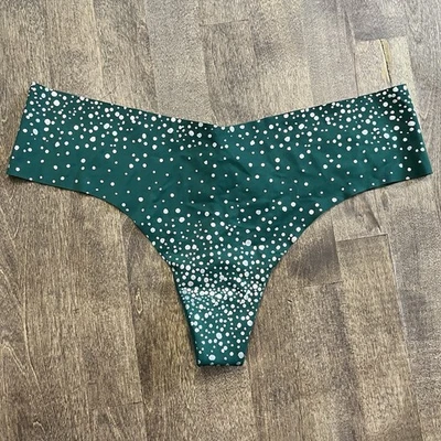 NUEVO CON ETIQUETAS BRAGAS TANGA VICTORIA'S SECRET M VERDE PLATA LUNARES BRILLO RARAS NO SHOW Foto 1 de 4