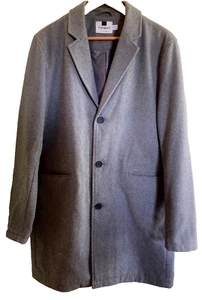 Topman Mantel Herren Gr. L (40-42) Wollmischung lang einreihig GRAU 3 Knöpfe - Bild 1 von 15