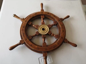 Quality Hardwood & Brass 16.5" Nautical Wooden Ships Wheel - Picture 1 of 4