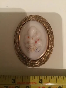 ALTE RETRO VINTAGE Edwardian Style Weißgold Früchte? Ovale BROSCHE ANSTECKNADEL personalisieren ? - Bild 1 von 5