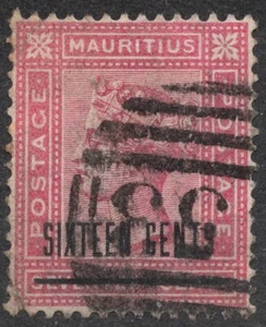 SG115 1883 16 cents MAURITIUS Surcharged in Black , Queen Victoria surcharges - Picture 1 of 2