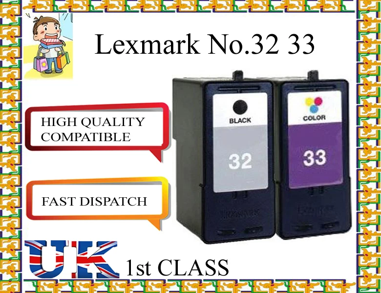 REMANUFACTURED Lexmark 32 & 33 Ink Cartridges for LEXMARK PRINTER - Image 1 of 1