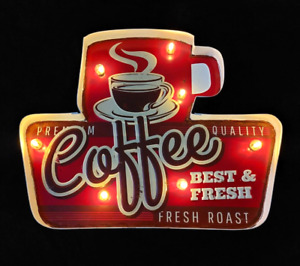 Coffee Light Sign Vintage Look Battery Kitchen Man cave Bar