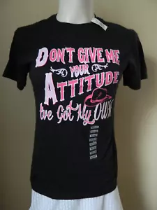 NWT LIFESTYLE CLASSIC GRAPHIC T SHIRT TOP w/Dont Give Me Your Attidude ... sz M - Picture 1 of 2