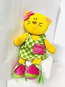 Kleid Kind Puppe gelb Kätzchen Katze Aktivität Plüschtier Vintage Russ fehlender Knopf - Bild 1 von 10