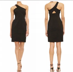 Black Mini Dress One Shoulder Polo Ralph Lauren Cocktail Sheath Dress NWT $245 - Picture 1 of 6