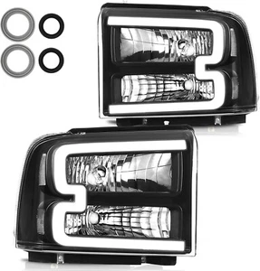 Black/Clear Headlights Fit Ford F250 F350 F450 F550 Super Duty 2005-2007 LED - Picture 1 of 9