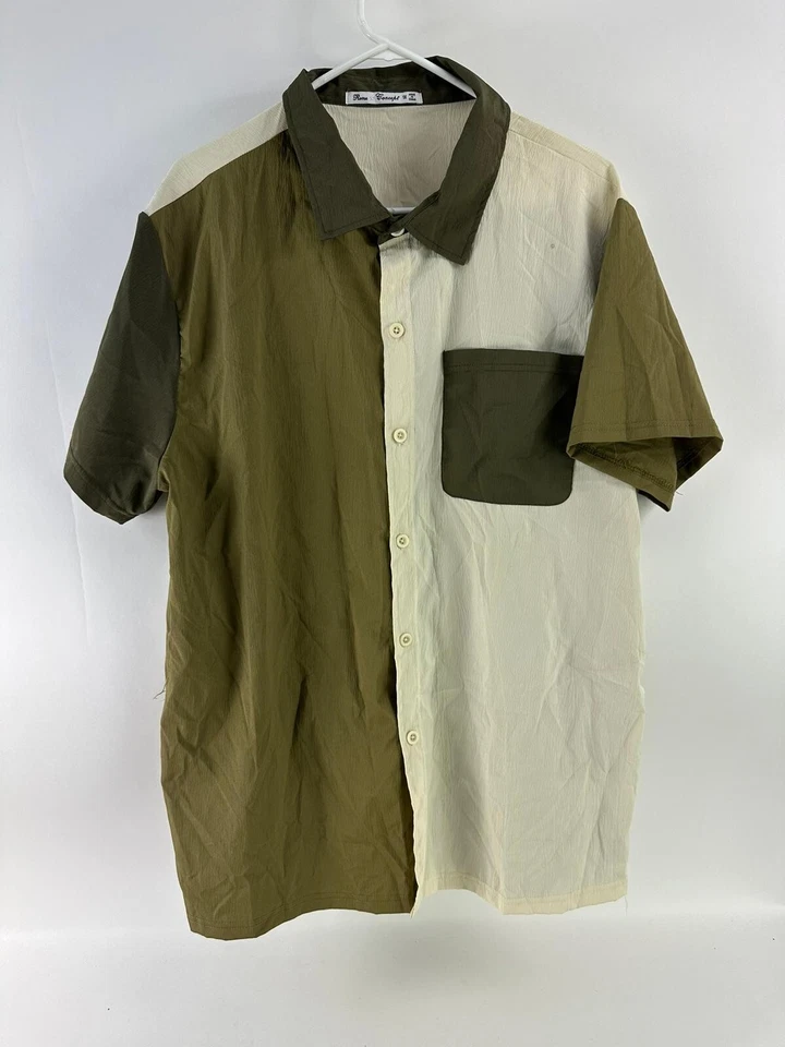 Roma Concept Mens Multicolor Green Button-Up Short Sleeve Shirt Size 1X - Image 1 of 3