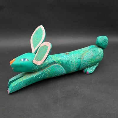 Alebrije Hand Painted Oaxacan Wood Carving Oaxaca Mexico Folk Art RABBIT Signed - Image 1 of 4
