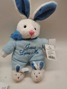 Easter Bunny Plush New W/ TagsBunny Blue PJ’S 2011   Jesus Loves Me  - Picture 1 of 6