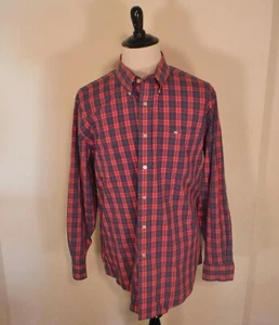 Southern Tide Button Front Long Slve Shirt Plaid Salmon Black Red Mens 2XL XXL - Picture 1 of 7
