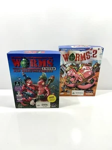 Worms United Limited Ed & Reinforcements + Worms 2 Big Box Games PC CD Complete - Picture 1 of 16