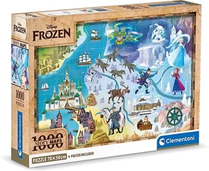 CLEMENTONI, Puzzle 1000 pièces Disney Maps La Reine des Neiges avec poster, C... - Photo 1/2