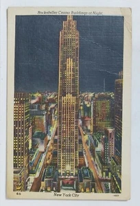 24773 Cartolina illustrata - New York - Rockefeller Center at night - VG 1948 - Picture 1 of 2