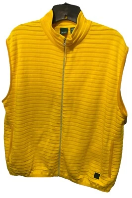 Chaleco Suéter Vintage Boss Hugo Boss Para Hombres Amarillo con Cremallera Talla Grande Foto 1 de 4
