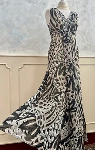 WALLIS Black Grey Cream Chiffon Elegant Summer Maxi Sun Dress 12 - Picture 1 of 10