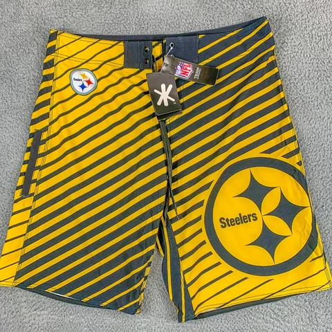 Klew Pittsburgh Steelers Board Shorts Mens 38 NEW NFL Football Swimsuit NWT Cover