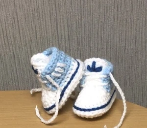 Crochet baby shoes Handmade crochet wool baby booties sneakers slippers - Picture 1 of 2