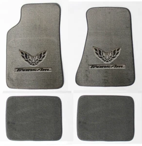 NEW! Grey Carpet Floor Mats 1982-02 PONTIAC FIREBIRD Trans AM Embroidered Logo - Picture 1 of 12