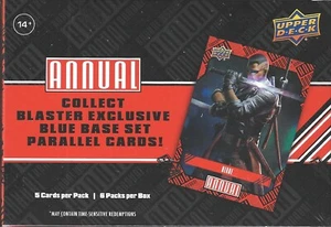 Tarjetas coleccionables anuales Marvel 2023-24 caja bláster retrodispersión base azul exclusiva - Imagen 1 de 2