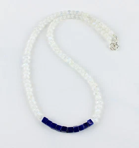 Arco Iris Luna Con Lapislazuli Cadena,Cadena de Piedras Preciosas Collar Azul - Imagen 1 de 1