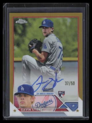 2023 Topps Chrome Update Autographs Gold Refractor Gavin Stone Rookie Auto 37/50 - Image 1 of 2