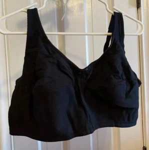 Comfort Choice Womens Black Full Coverage Wireless Cotton Bra Size 46D- New - Picture 1 of 3