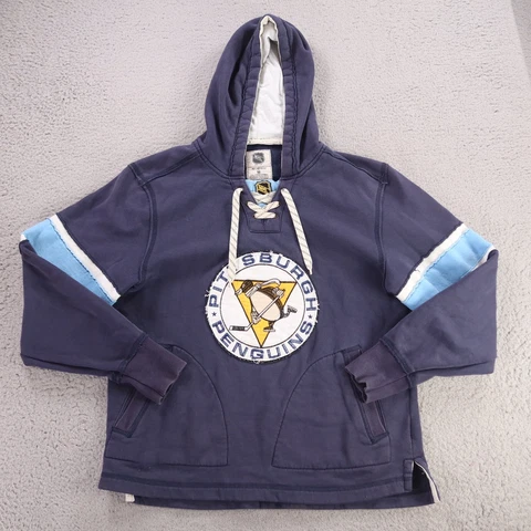 Pittsburgh Penguins Sweater Mens Medium Blue CCM Hoodie Sweatshirt NHL Hockey * Cover