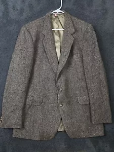Magee Donegal Tweed Jacket Men 44L Brown Herringbone Wool Sport Coat Ireland VTG - Picture 1 of 16
