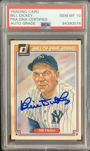 Bill Dickey Signed 1984 Donruss HOF Heroes #26 Card Yankees PSA/DNA Autograph 10 - Picture 1 of 2