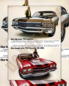 1970 Chevrolet Caprice and Chevelle SS 396 Magazine Car Ad 8x10 Photo - Bild 1 von 1