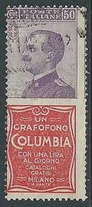 1924-25 REGNO USATO PUBBLICITARI COLUMBIA 50 CENT - Y132 - Picture 1 of 1