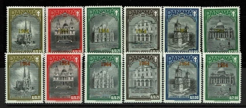 Panama SC# 329C-329H, both olive-bister & yellow gold varieties see notes Cover