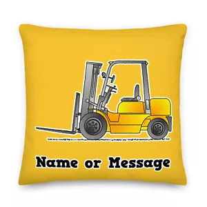 Personalized Forklift Pillow, Linen Feel Forklift Truck Cushion P012 - Picture 1 of 7
