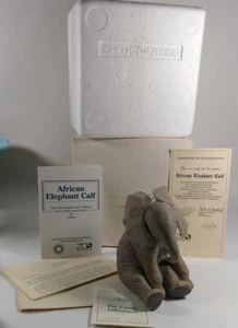 Lenox afrikanischer Elefant Kalb handgefertigte Skulptur 6 Zoll Vintage Smithsonian 1991 Echtheitszertifikat - Bild 1 von 17