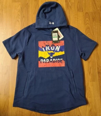 $45 Under Armour Boys Large Project Rock Terry Short Sleeve Hoodie 1366884 NWT - Image 1 of 2