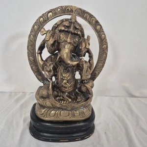 Estatua religiosa Ganesha de latón indio hecha a mano con rata (VALORADA) - Imagen 1 de 16