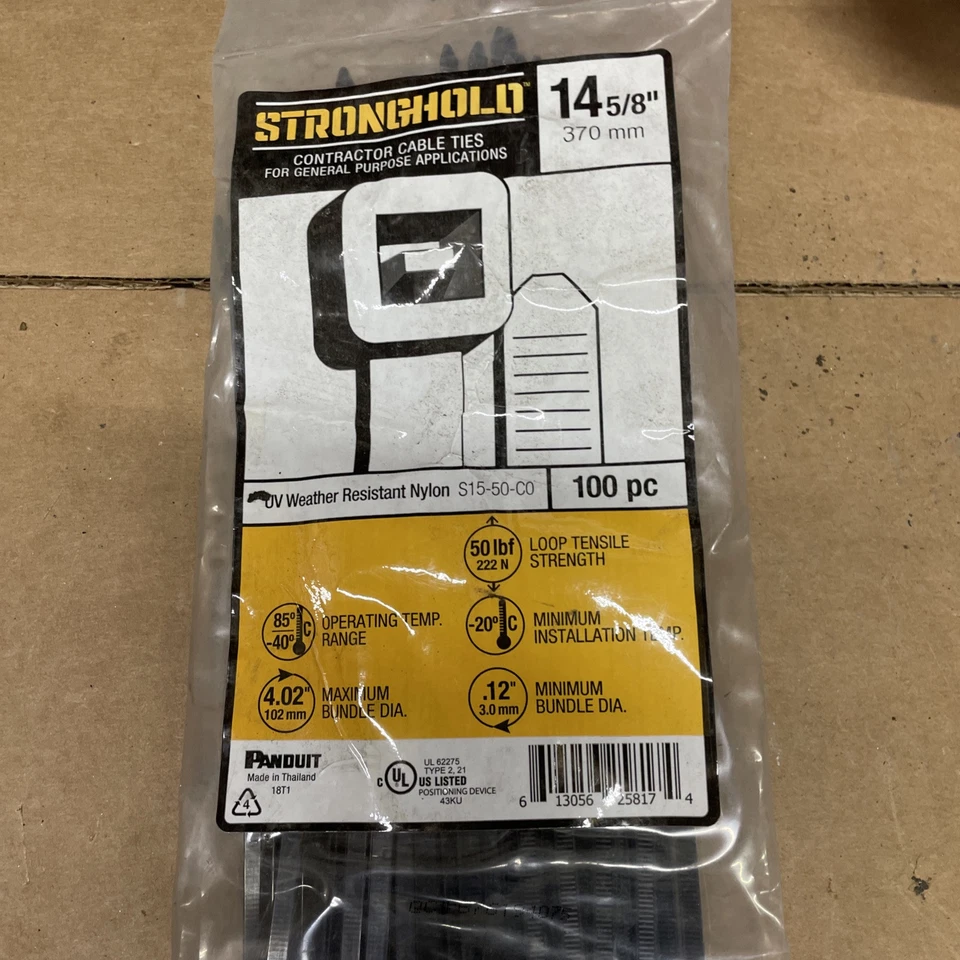 LOTE DE 10 BRIDAS PANDUIT 15" STRONGHOLD NEGRAS S15-50-C0 Foto 1 de 1