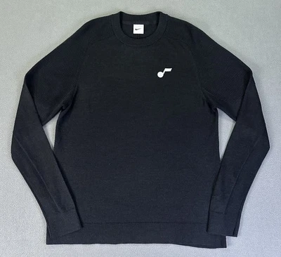 Utah Jazz Nike Sweater Tiger Woods Mens Medium Black Wool Knit Logo NBA - Image 1 of 4