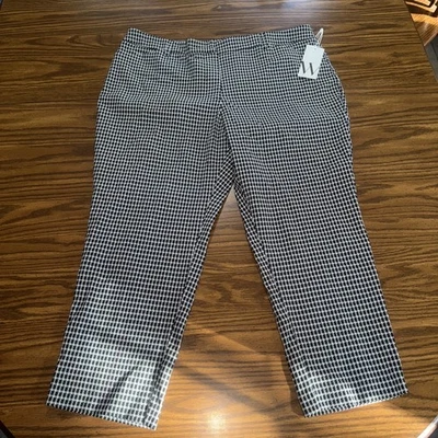Worthington Black White Plaid Slim Ankle Dress Pants Size 16 Petite NWT (Stain) - Image 1 of 4
