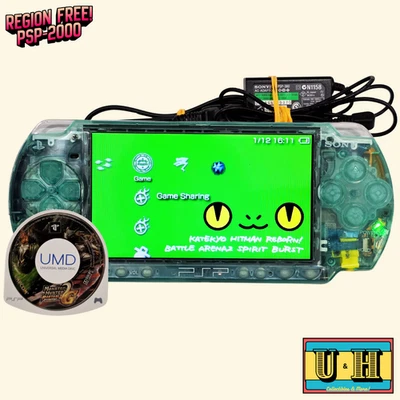Sony PSP 2000 System w/ Charger  Clear Green Color Region Free US Seller Custom - Image 1 of 4