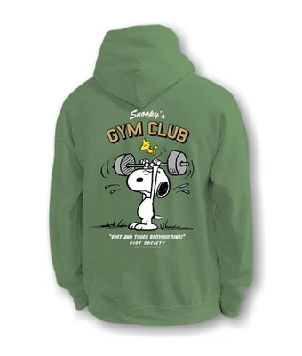Peanuts Snoopy's Gym Club Mens Hoodie - Military Green, Large - Image 1 of 4