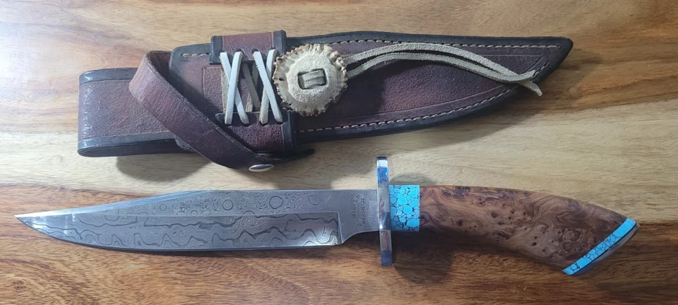 Michael Miller Custom Fixed Blade Damacus Knife Bowie Fighter w/Certificate.  - Image 1 of 4
