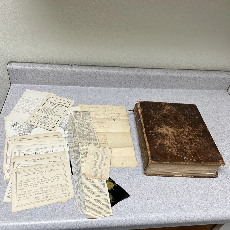 1839 Antique Holy Bible - Old & New Testaments - Myers Family - RESTORE OR ADORE Foto 1 de 4