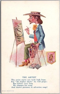 1905 Vinegar Valentine Comic Postcard "THE ARTIST" Painter / R.HILL - Unused - Picture 1 of 2