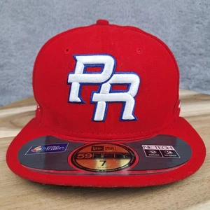 World Baseball Classic Hat Cap Fitted Size 7 Red Puerto Rico PR Logo Flag MLB - Picture 1 of 9