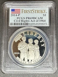 2014-P Proof Civil Rights Dollar PCGS PR-69 DCAM, Buy 3 Items, Get $5 Off! - Picture 1 of 2