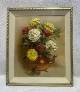 Metalcraft 3D Floral Framed Picture 12 x 14" Vintage floral Dimension III - Picture 1 of 3