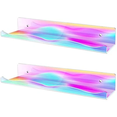  2 Pcs Scaffali Galleggianti Mensola Portaoggetti Per Il Bagno Di Stoccaggio - Imagen 1 de 4