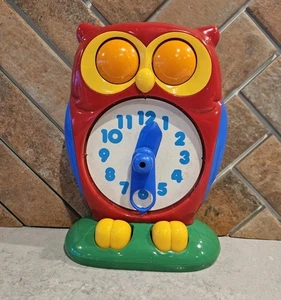 Tomy Teaching Clock Owl Toy 1990 Learn Time Moving Eyes Vintage - Tested - Picture 1 of 6